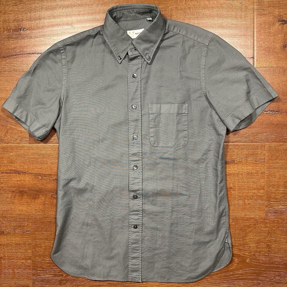 Wolf Vs Goat Button Up Shirt Mens S Gray Short Sleeve Cotton Twill Utility Italy